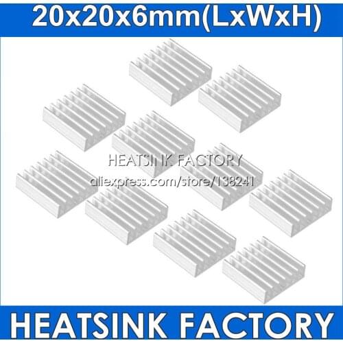 10Pcs 20x20x6mm Cooling Accessories DIY Heatsink CPU GPU IC Memory Chip Aluminum Heat Sink Cooler Radiator