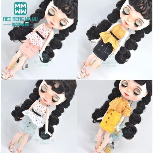 Blyth doll Clothes fashion suspenders, mini skirts for Blyth Azone OB23 OB24 1/6 doll accessories