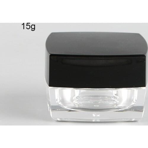 50PCS 15ML/15g 0.5oz Empty Clear Acrylic Cream Lotion Cosmetic Jars Pots Containers with Liners Black Screw Caps Lids