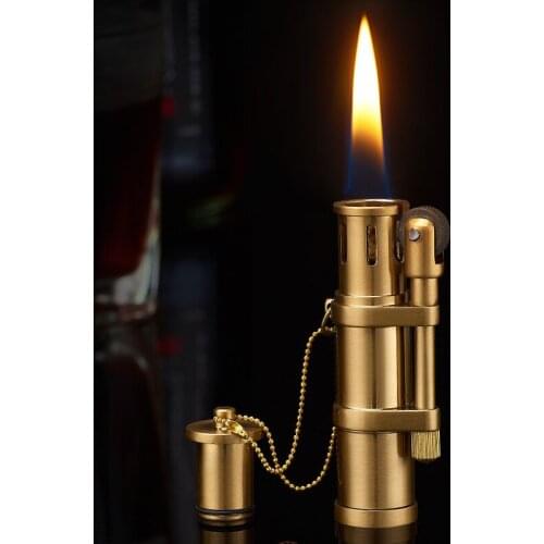 Retro Bronze Old-fashioned Windproof Kerosene Gasoline Encendedores Grinding Wheel Flint Open Flame Classic Smoking Lighter