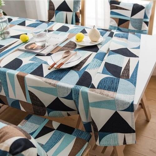 Christmas Wedding Home Tablecloth Nordic Blue Printed Geometrical Table Cloth Table Mat