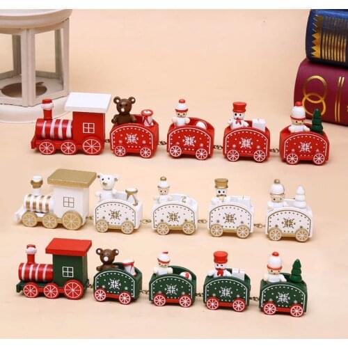 Christmas Decoration For Home Little Train Wooden Train Decor Christmas decoracion navidad Kids Gift Marry Christmas