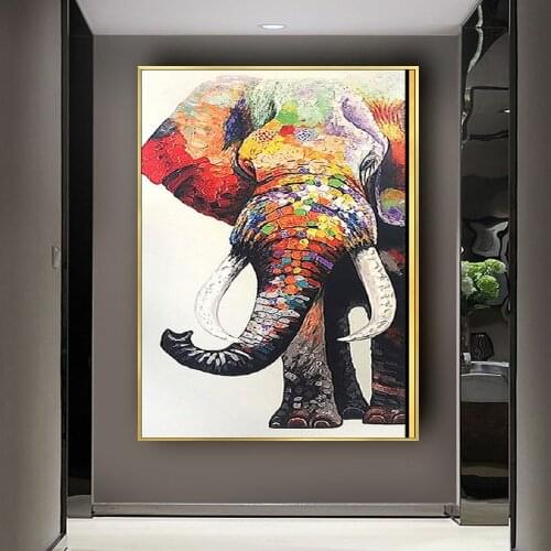 Hand Painted Oil Painting On Canvas Abstract Elephant Paintings Modern Decoration Wall Art Living Room Decor Picture no Framed