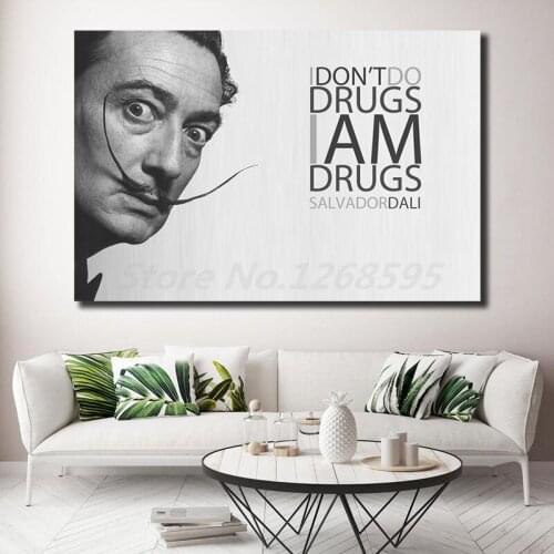 Salvadores Dalies Black White Creative Portraits HD Canvas Painting Print Living Room Home Decor Modern Wall Art Oil Painting