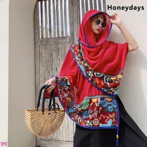 Flowers Embroidered Cotton and Linen Scarf Design Travel Ethnic Style Fringe Scarves Womens Long Scarfs Bandana Dancing Shawls
