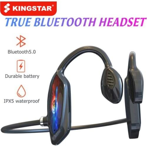 KINGSTAR Sports Wireless Headphones IPX5 Waterproof Bluetooth Bone Conduct Earphones Over Ear Running Headset with Handsfree Mic