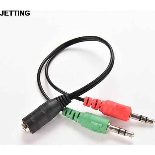 JETTING 1 pc 3.5mm Female Jack to Dual Male Plug Audio Stereo Headset Mic Splitter Cables 2pcs Drop Shipping