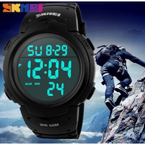Outdoor Sports Watches Men Running Big Dial Digital Wristwatches Chronograph PU Strap 50M Waterproof relogio masculino SKMEI