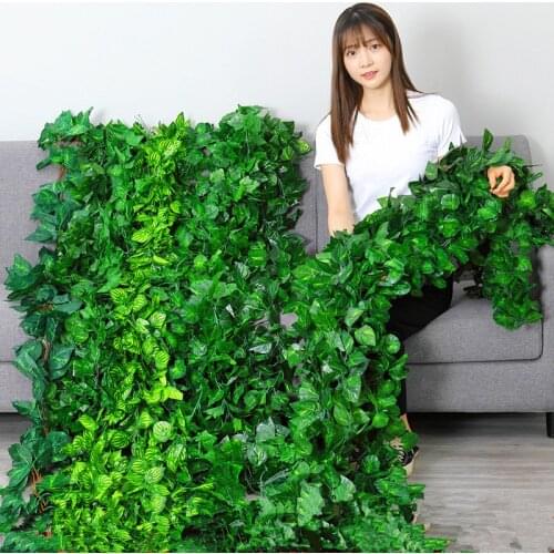 230cm green silk artificial Vivid Vine Rattan Hanging ivy leaf garland plants vine leaves for Home Garden Party Decoration