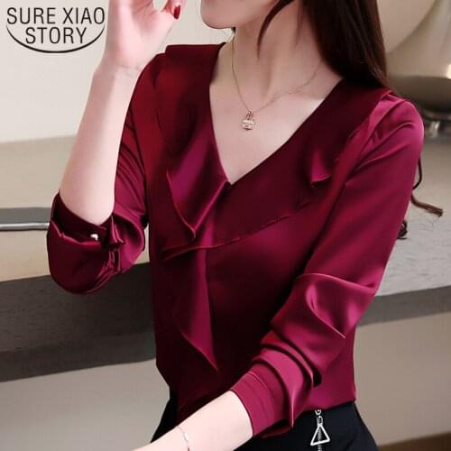 2021 plus size women chiffon blouse fashion woman blouses shirt V collar office blouse long sleeve women shirts blusas 2355 50