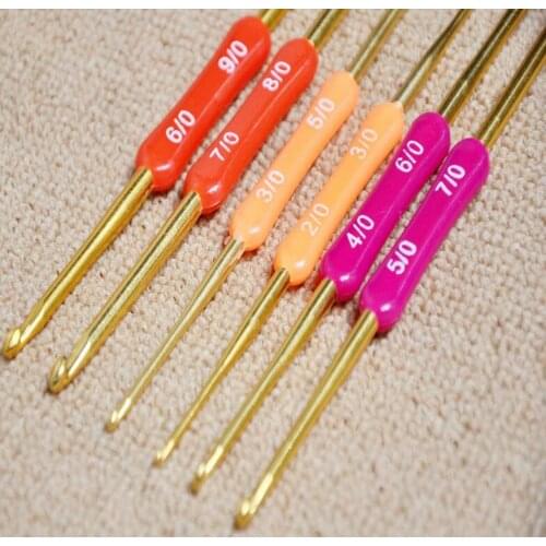 Gold Double crochet Hand sewing kit Carbonized handle crochet wool needle / sweater wool woven tool hook bag fabric 4PC/LOT A090