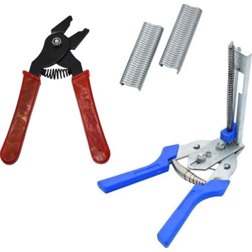 1set Animal Wire Cage Clamp Automatic Pliers Hog Ring Pliers + M Nails Bird Rabbit Cage Installation Tools Poultry supplies