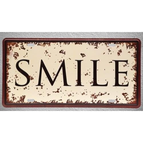 1 pc Smile quotes saying happy Life plaques Tin Plates Signs Brussel wall man cave Decoration Metal Art Vintage Poster