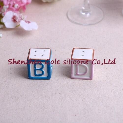 200set=400pcs)+"New Baby on the Block" Ceramic Baby Blocks Salt and Pepper Shakers ABC Salt&Pepper Shaker