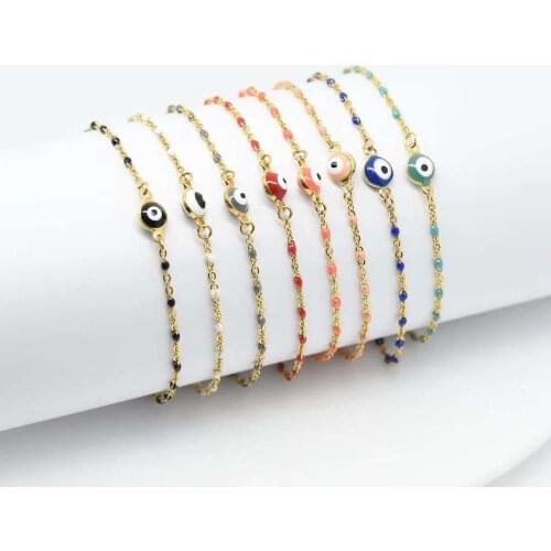 5pcs/pack black grey orange multiple-color evil eye crystal chain charms women bracelet wedding birthday gift dainty jewlery