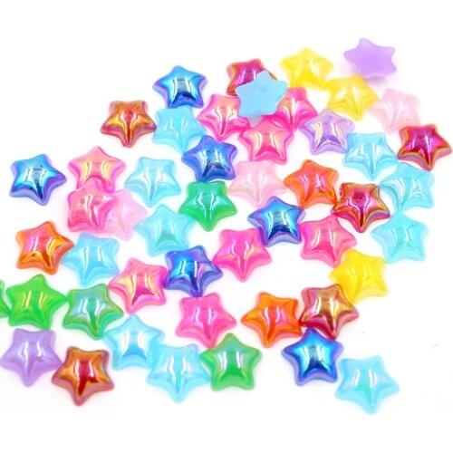 11mm Multi AB Color Five Star Shape Acrylic Flatback Half Round Pearls Scrapbook Beads DIY Nails(100Pcs/lot)