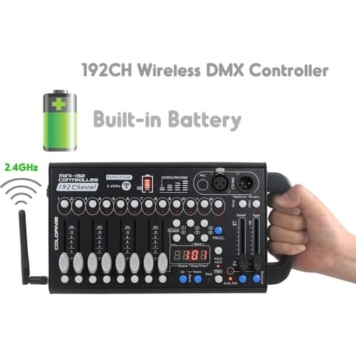 New 192ch Wireless DMX Controller Rechargeable Built in Battery Stage Light Effect 192 DMX Console Stage Lighting Controller