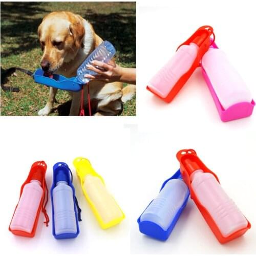 1PC 250ml Dog Water Bottle Plastic Foldable Outdoor Travel Handheld Pet Drinking Water Feeder Bowl Dispenser Water Bowl