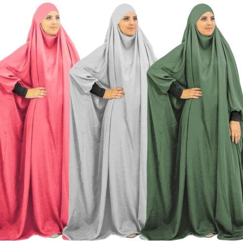 One Piece Prayer Outfit Muslim Women Prayer Garment Abaya Overhead Jilbab Hijab Dress Prayer Dress Scarf Hajj Islamic Clothes