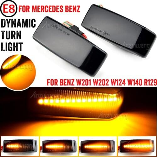 Dynamic LED Side Marker Lights Car Turn Signal Repeater Lamp For Mercedes-Benz W201 190 W202 W124 W140 R129 SL-CLASS