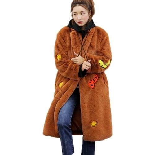 Long Plus Size Casual Thick Warm Overcoat 2019 New Artifical Rabbit Fur Korean Style Loose Winter Jacket Women Coat A580