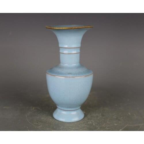 Antique Songynasty porcelain vase,Ru kiln package gold sky blue glaze bottle,Home Decoration,handmade crafts/Collection