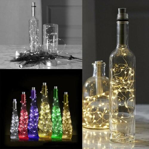 String Lights 10/15/20 LED Wine Bottle Lights Battery Powered Cork Shape Glass Bottle Stopper Lamp Christmas Garlands Decor