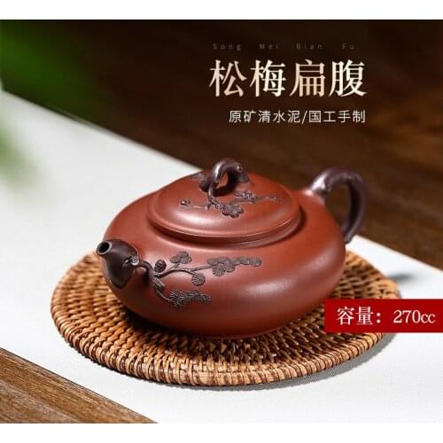 True art yixing recommended pure handmade quality tea famous tea tea plain cement loose MeiBian abdomen pot