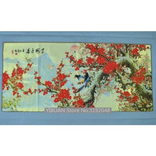 Seda brocado pintura exquisita bordado pintura ciruela flor Ying Xi magpie Mui Xuemei