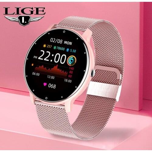 LIGE Fashion Smart Watch Women Men Sport Watch Heart Rate Blood Pressure Fitness Tracker Waterproof Smartwatch For iOS Android