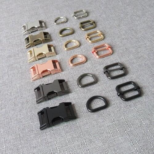 100 sets metal belt straps adjust slider release buckle D ring 20mm webbing for bag paracord pet dog collar harness accessories