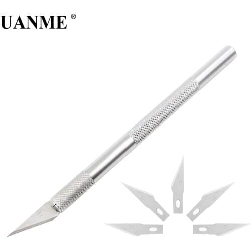 Non-Slip Metal Scalpel Knife Tools Kit Cutter Engraving Craft knives+5pcs Blades Mobile Phone PCB DIY Repair Hand Tools