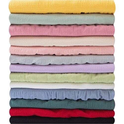 Micro Elastic 4 Way Stretch Spandex Thin Plain Chiffon Fabric Pleated for Sewing Clothes Dresses Per Half Meters
