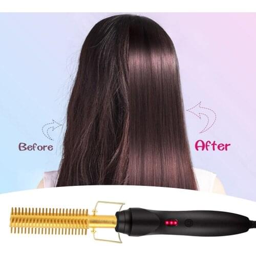 Multifunctional Hair Straightener Brush Heating Smooth Iron Comb Straightening Brush Corrugation Curling Iron Hair Curler Comb