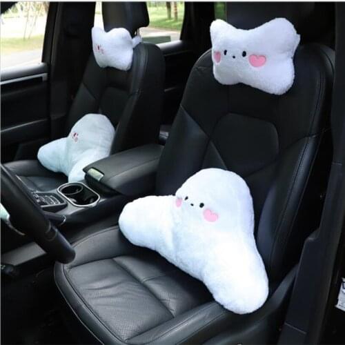 New Winter Autumn Cute Cartoon Smile Plush Car Interior Decorations Car Waist Neck Pillow Cushion