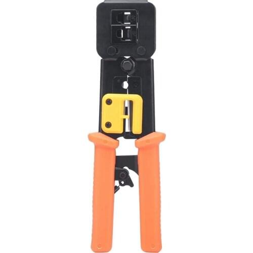 Crimping Tool Cable Crystal Rj45 Network Through Hole Head Perforation Dual Purpose Tool Steel Orange Black