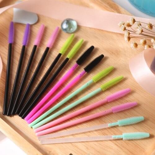 100Pcs Transparent Silicone Makeup Eyelash Brush Tools Comb Mascara Wands Eye Lashes Tool Eyebrow Brush Lashes