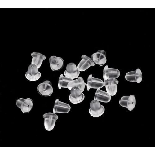 200Pcs/lot Rubber Earring Backs Clear Soft Silicone Safety Bullet Stopper Earring Plug For DIY Parts Jewelry Findings Making
