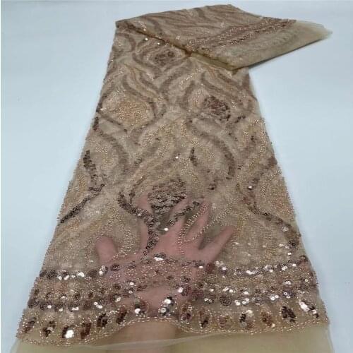 Handmade Beaded Lace African Tulle Lace Fabric 2020 High Quality Lace Nigerian Lace Fabrics For Women Party Dress Sew j21-74