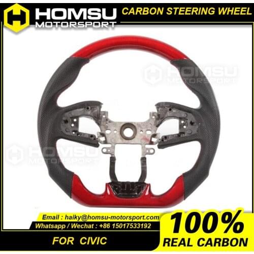 Real Matte Carbon Fiber Steering Wheel Compatible with honda civic Carbon Fiber Steering Wheel