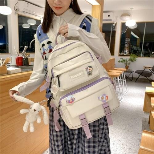 Fashion Waterproof Women Backpack For School Teenagers Girls Nylon Travel High Capacity Student BookBag Ladies Black Laptop Bag