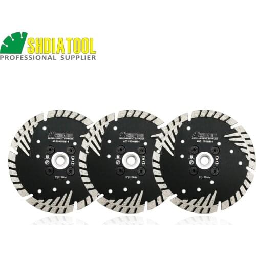 SHDIATOOL 3pcs 125mm Hot pressed Diamond turbo Blade with Slant protection teeth 5 INCH Cutting disc