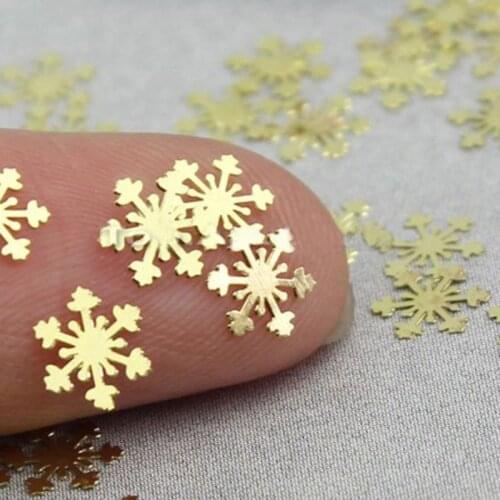 100pcs New Golden Snowflake Christmas Nail Art Decorations Charm Metals Nail Polish Accessories 3D Jewelry Rhinestone Wholesale