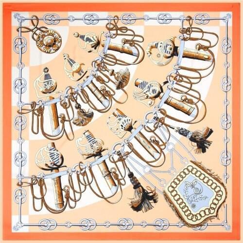 100*100cm TOP Silk superior Keychain Scarves Women Foulard Square Hijab Scarf Ladies Shawl wrap muffler pareo female hijab