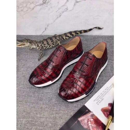 100% Genuine real crocodile belly glossy skin men shoe durable solid crocodile skin men business shoe with 2 colors mixed skin