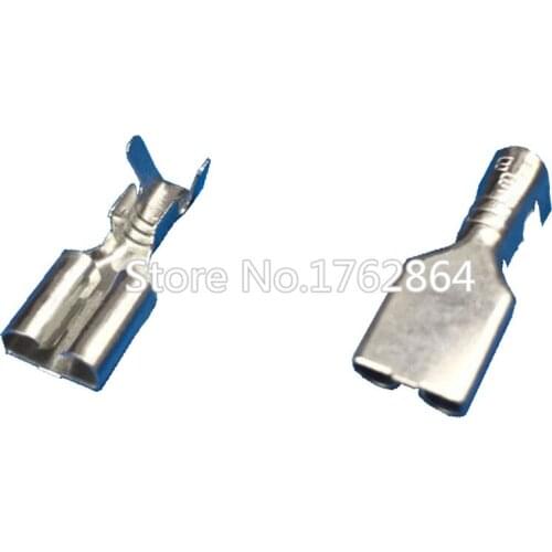 100 PCS Terminal Blocks 6.3 series Socket Copper Terminals Plug Spring Plating DJ626-6.3AB