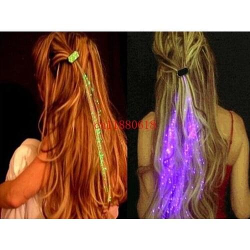 100pcs/lot DHL Free Shipping Wholesale Luminous Light Up LED Hair Flash Braid Hair Glow Decoration Event Party Supplies