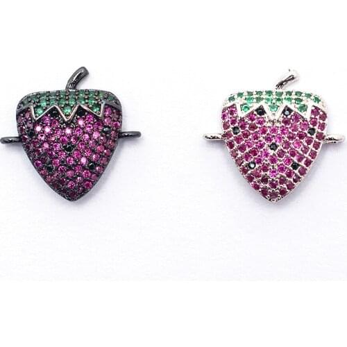 18* 19mm High Quality Brass Cubic Zirconia Strawberry Shape Connectors DIY Jewelry Findings Making wholesale