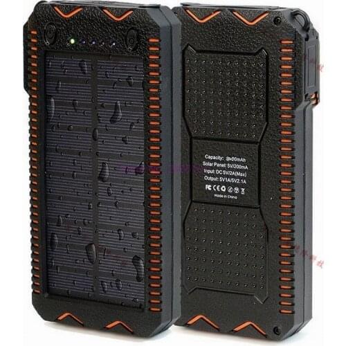 20pcs Solar Power Bank 20000mAh Dual USB Port Outdoor Waterproof Power Bank with LED Flashlight with Cigarette lighter