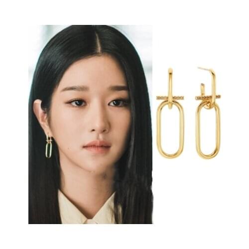 2020 NEW Trendy Seo Yea Ji same Korean Metal Drama Same Retro Style Drop Earrings French Earrings for Women Girls Jewelry